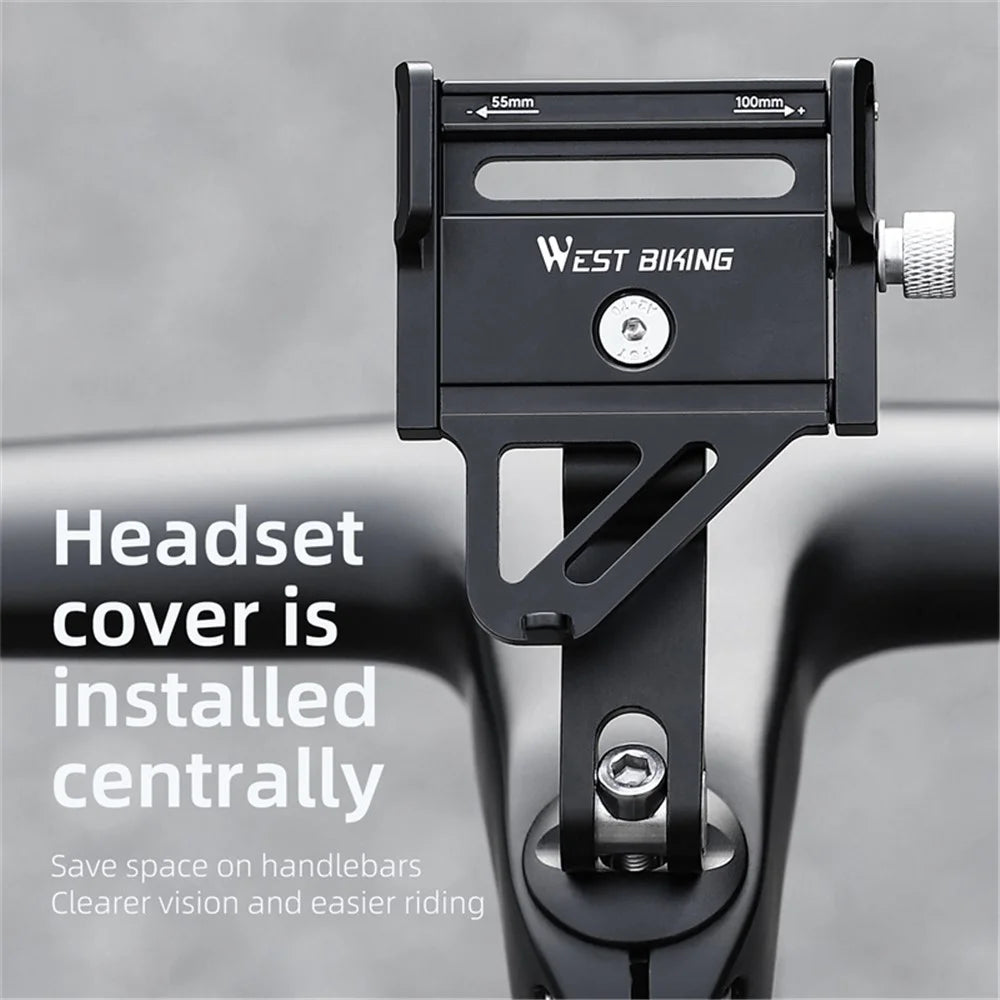 WEST BIKING YP0719360 MTB Road Bicycle Phone Holder Aluminum Alloy Bike Headset Mounted Phone Stand - 3