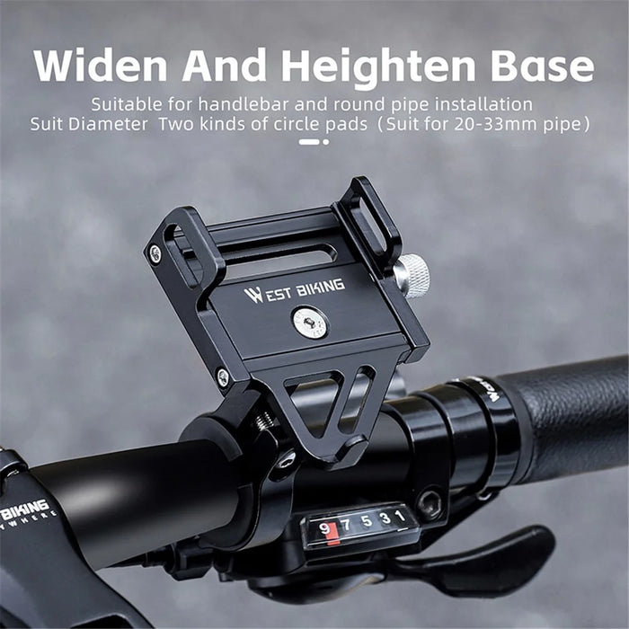 WEST BIKING YP0719359 Bicycle Cell Phone Holder Aluminum Alloy Ultra-Light Handlebar Phone Bracket - 6