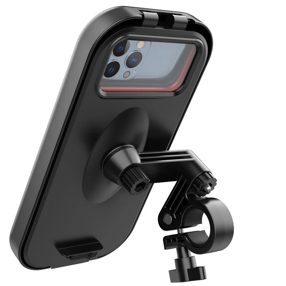HL-159 Bike Handlebar Rotation Phone Mount Waterproof Motorcycle 4.7-6.8 Inch Phone Holder Bracket - All Black - 2