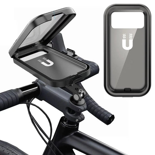 HL-159 Bicycle Stem Phone Mount Waterproof Bike Motorcycle Rotation Phone Holder Bracket - All Black - 1