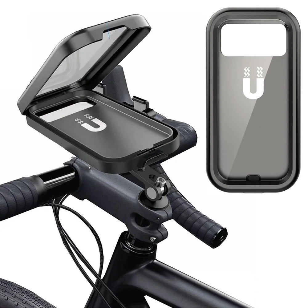 HL-159 Bicycle Stem Phone Mount Waterproof Bike Motorcycle Rotation Phone Holder Bracket - All Black - 1