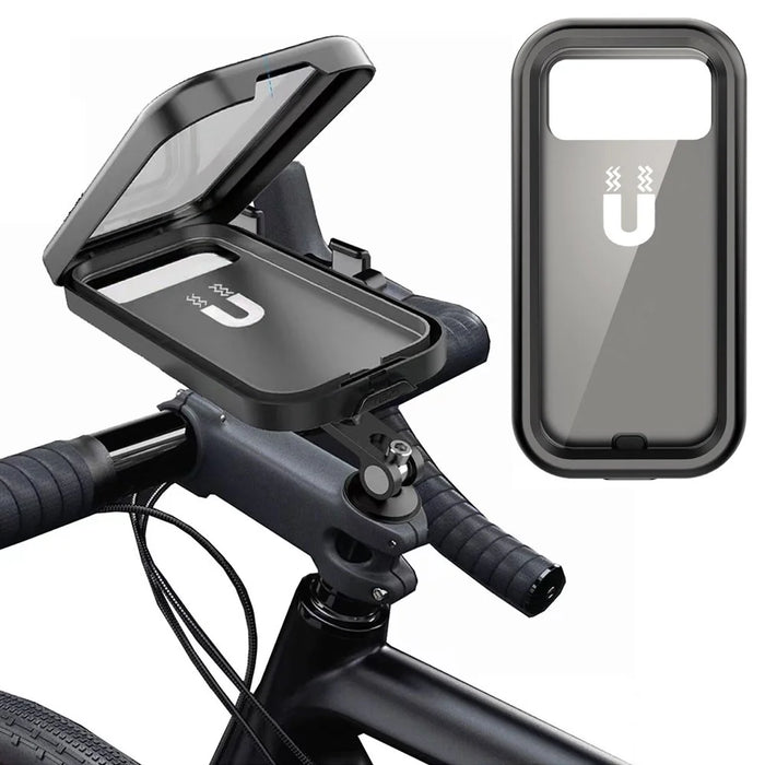HL-159 Bicycle Stem Phone Mount Waterproof Bike Motorcycle Rotation Phone Holder Bracket - All Black - 1