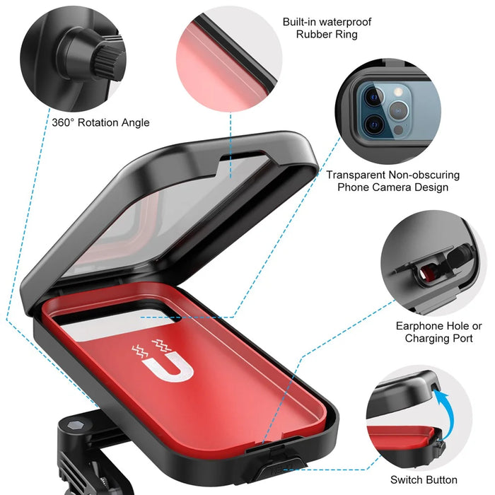 HL-159 Bicycle Stem Phone Mount Waterproof Bike Motorcycle Rotation Phone Holder Bracket - All Black - 3
