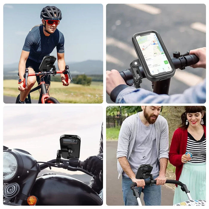 HL-159 Bicycle Stem Phone Mount Waterproof Bike Motorcycle Rotation Phone Holder Bracket - All Black - 4
