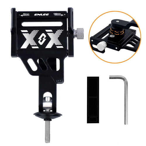 ENLEE Aluminum Alloy Bicycle Handlebar Stem Phone Holder Stand (Rotation Design) - Black - 1