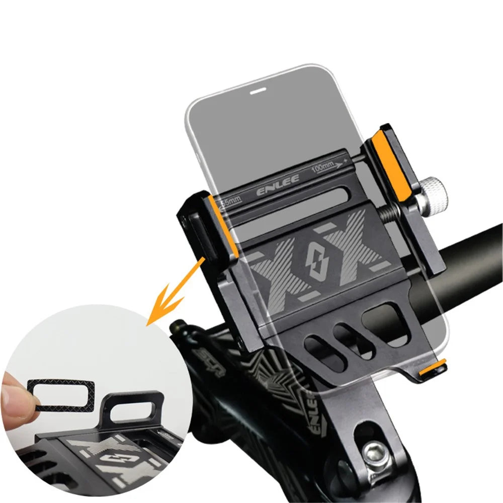 ENLEE Aluminum Alloy Bicycle Handlebar Stem Phone Holder Stand (Rotation Design) - Black - 6
