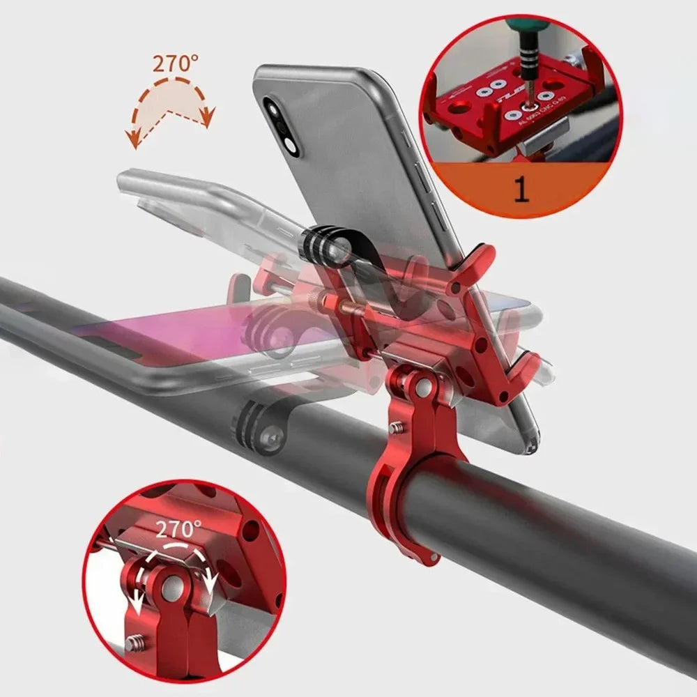 GUB G-89 Bicycle E-Bike Phone Holder Aluminum Alloy Bike Handlebar Phone Bracket - Red - 2