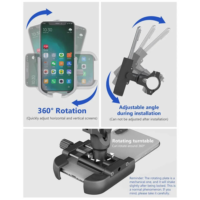 GUB P40 360 Degree Rotation Bicycle Handlebar Mount Aluminum Alloy Phone Holder Bracket - Black - 4