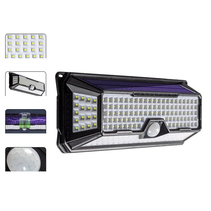Solar Wall Light 202LED PIR Motion Sensor 3 Modes Sunlight Outdoor Waterproof Garden Lamp - 3