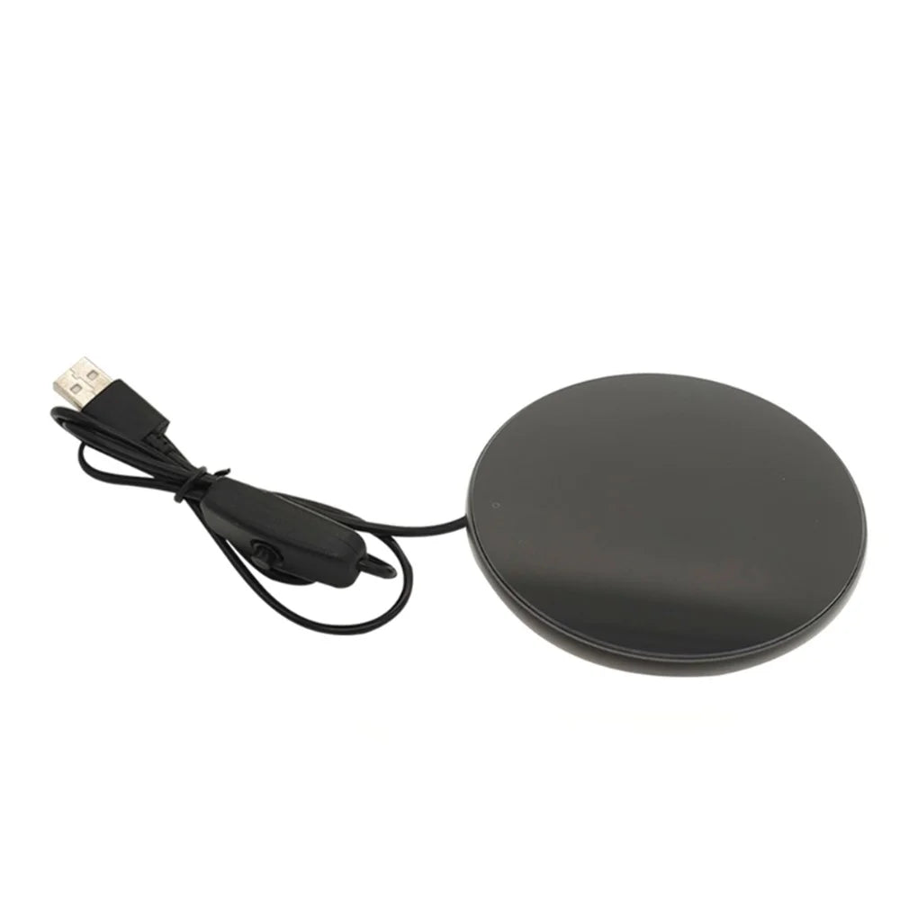 A308 USB Cup Mug Warmer with Indicator Light and Switch Cup Coaster Warmer Beverage Heater for Home Office - Black - 1