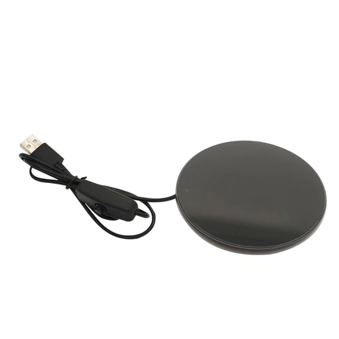 A308 USB Cup Mug Warmer with Indicator Light and Switch Cup Coaster Warmer Beverage Heater for Home Office - Black - 1
