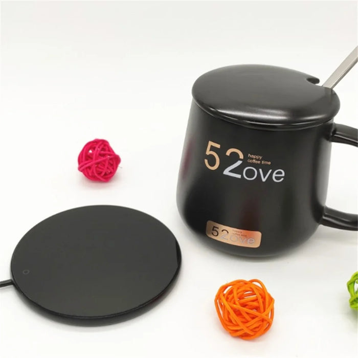 A308 USB Cup Mug Warmer with Indicator Light and Switch Cup Coaster Warmer Beverage Heater for Home Office - Black - 4
