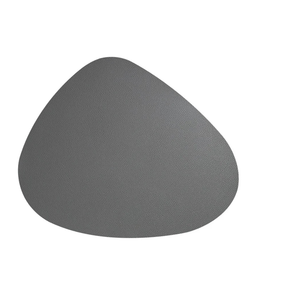 CDY002 PVC Leather Heat Insulation Placemats Bowl Coaster Kitchen Non-Slip Tableware Pad Table Mat, Size L - Dark Grey - 1