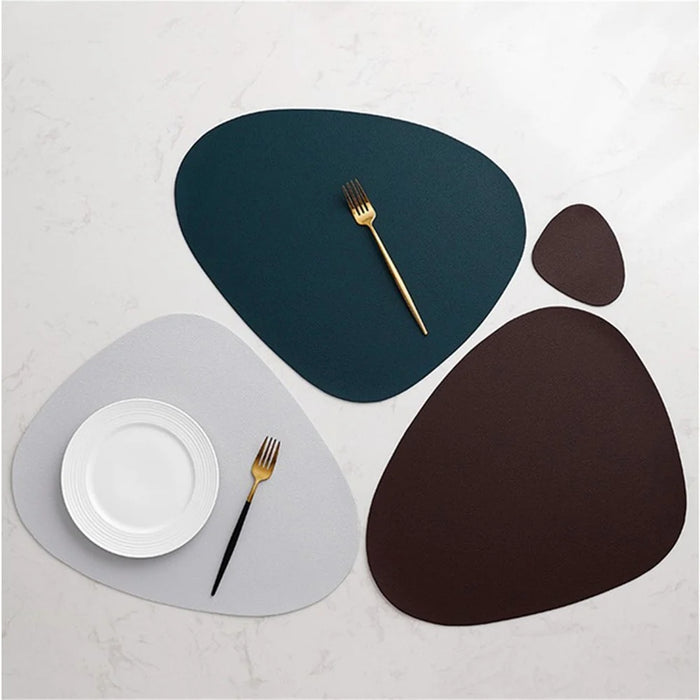 CDY002 PVC Leather Heat Insulation Placemats Bowl Coaster Kitchen Non-Slip Tableware Pad Table Mat, Size L - Dark Grey - 2