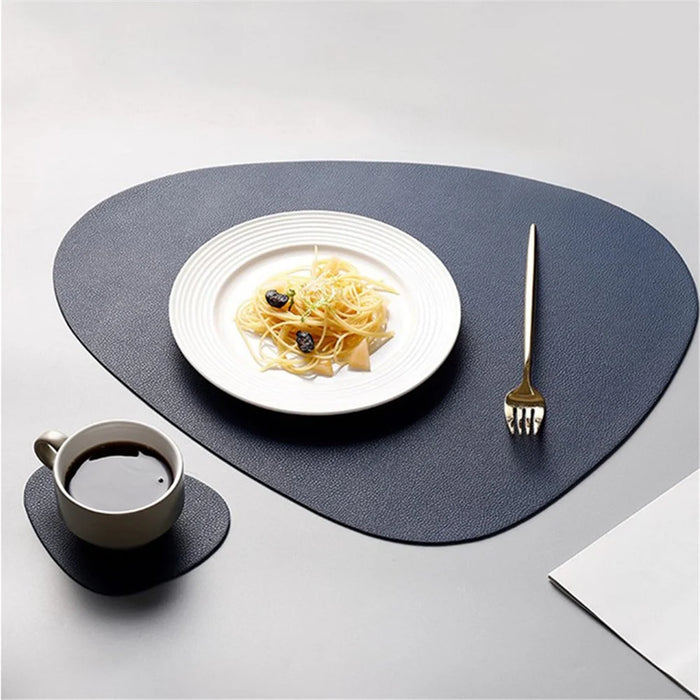 CDY002 PVC Leather Heat Insulation Placemats Bowl Coaster Kitchen Non-Slip Tableware Pad Table Mat, Size L - Dark Grey - 3