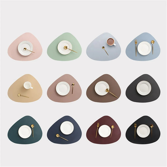 CDY002 PVC Leather Heat Insulation Placemats Bowl Coaster Kitchen Non-Slip Tableware Pad Table Mat, Size L - Dark Grey - 6