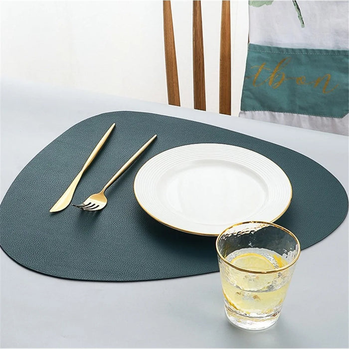 CDY002 PVC Leather Heat Insulation Placemats Bowl Coaster Kitchen Non-Slip Tableware Pad Table Mat, Size L - Dark Grey - 7