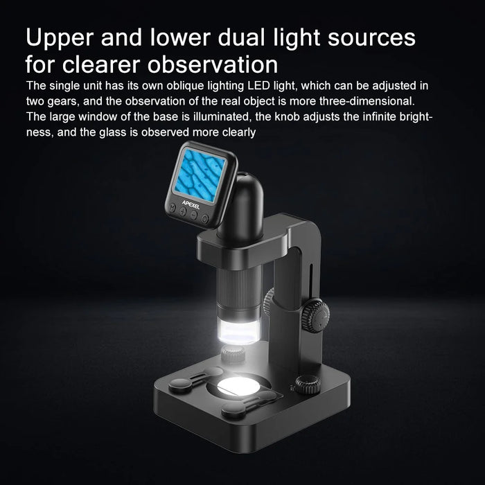 APEXEL APL-MS003 IPS Screen Portable Digital Microscope Kit with Slides 20-100X Magnification Science Toys for Kids Students Adults - 2