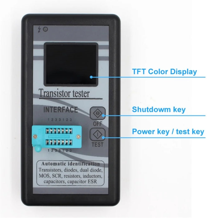 Color Screen Version Graphic Display M328 Transistor Tester Resistance Inductance Meter Capacitance ESR Meter (without Battery) - Black - 2