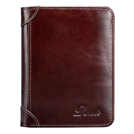 DANTE B922 RFID Blocking Stylish Top Layer Cowhide Men Short Wallet Cards Cash Carrying Bag - Coffee - 1