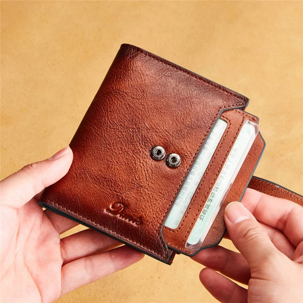 DANTE D05508 Full Grain Cowhide Leather Multiple Card Slots Wallet RFID Blocking Cash Pouch - Brown - 4