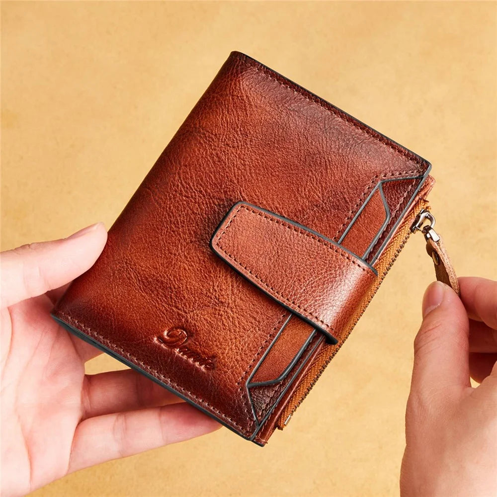 DANTE D05508 Full Grain Cowhide Leather Multiple Card Slots Wallet RFID Blocking Cash Pouch - Brown - 5