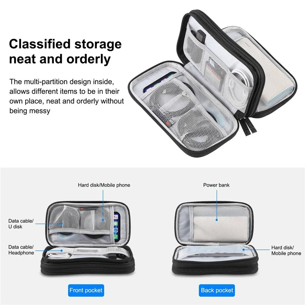HAWEEL HWL2129 Portable Travel Electronics Accessories Carrying Bag Storage Case for Power Bank Cable Memory Card - Black - 5