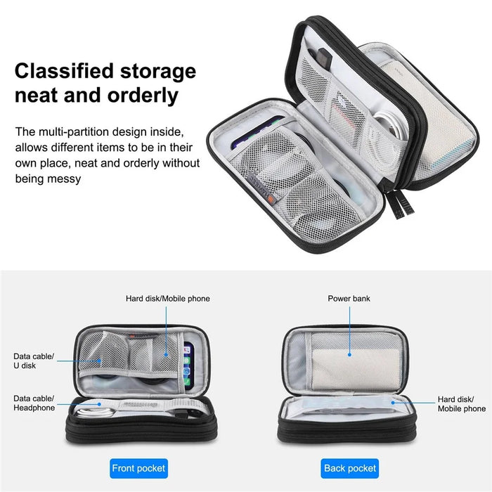 HAWEEL HWL2129 Portable Travel Electronics Accessories Carrying Bag Storage Case for Power Bank Cable Memory Card - Black - 5