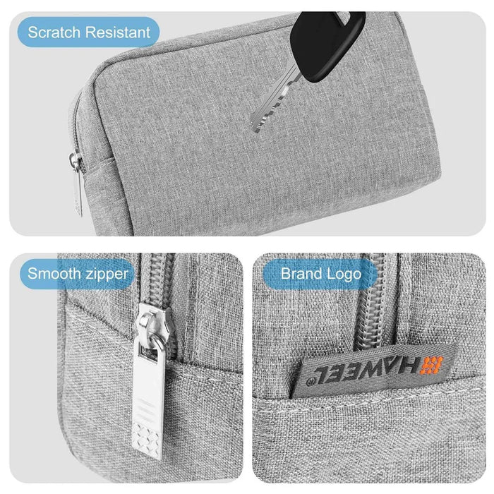 HAWEEL HWL2127 Digital Accessories Carrying Zipper Bag Water Resistant Data Cable Power Bank Storage Pouch - Grey - 2