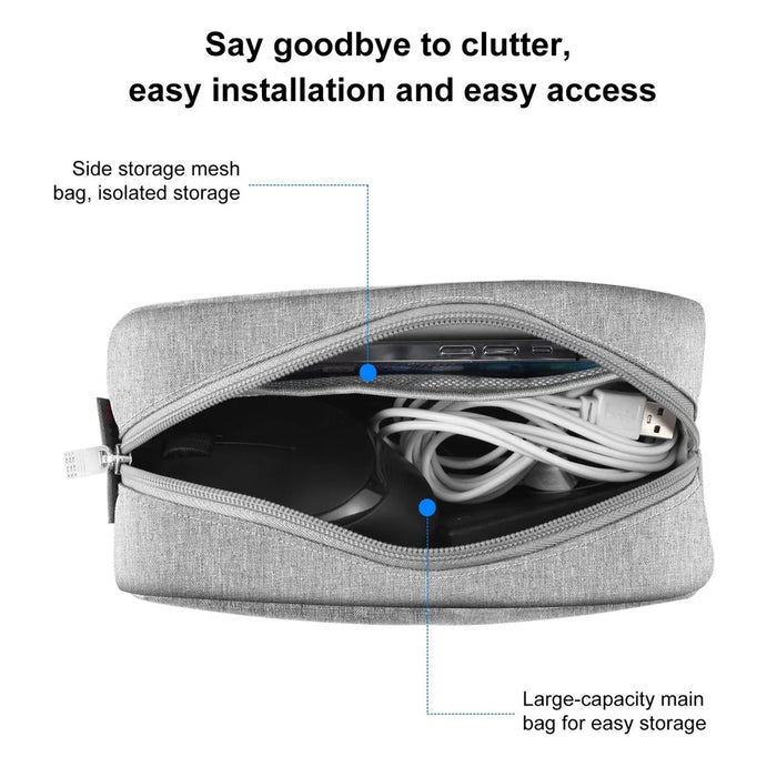 HAWEEL HWL2127 Digital Accessories Carrying Zipper Bag Water Resistant Data Cable Power Bank Storage Pouch - Grey - 3