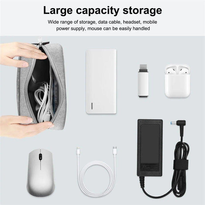 HAWEEL HWL2127 Digital Accessories Carrying Zipper Bag Water Resistant Data Cable Power Bank Storage Pouch - Grey - 4