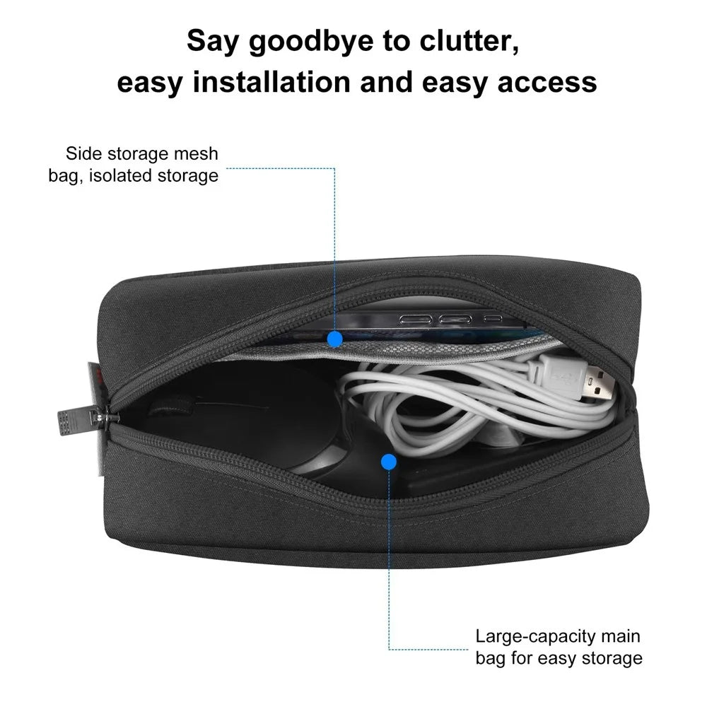 HAWEEL HWL2126 Portable Carrying Bag for Digital Accessories Water Resistant Zipper Bag Data Cable Power Bank Storage Pouch - Black - 3