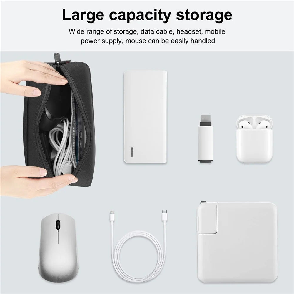HAWEEL HWL2126 Portable Carrying Bag for Digital Accessories Water Resistant Zipper Bag Data Cable Power Bank Storage Pouch - Black - 4
