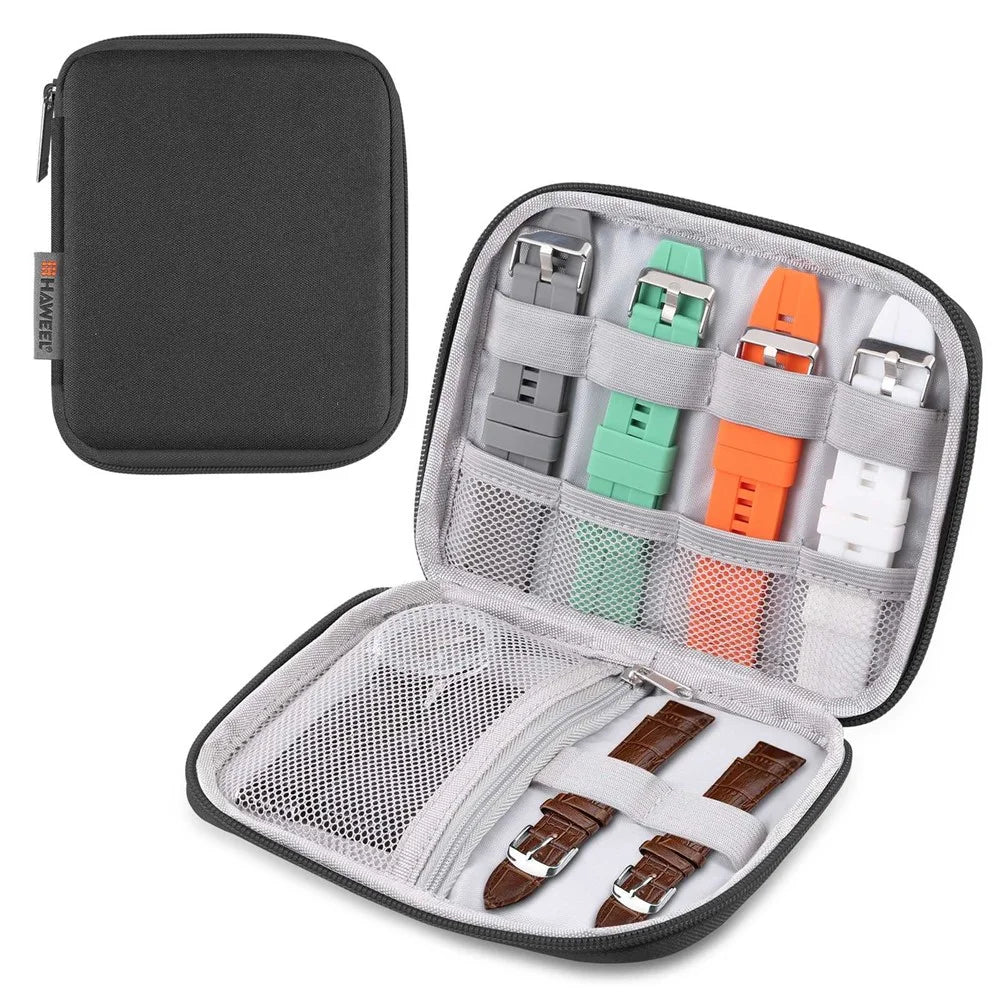 HAWEEL HWL2124 Portable Watch Strap Organizer Watch Band Storage Bag Travel Pouch - Black - 1