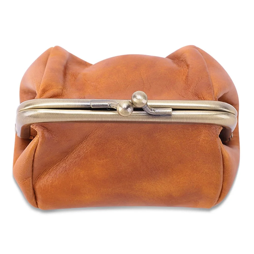 K095 Retro Handmade Coin Purse Clutch Money Bag Top Layer Cowhide Women Girl Wallet - Brown - 4