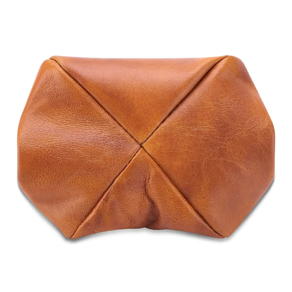 K095 Retro Handmade Coin Purse Clutch Money Bag Top Layer Cowhide Women Girl Wallet - Brown - 5