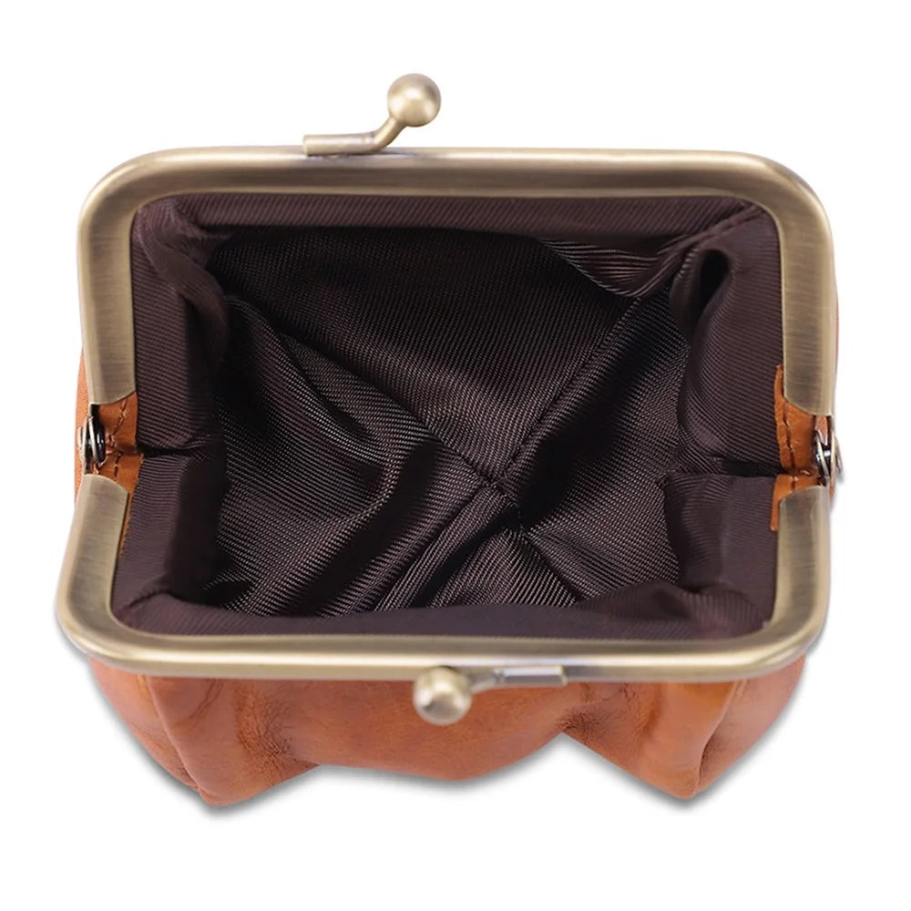 K095 Retro Handmade Coin Purse Clutch Money Bag Top Layer Cowhide Women Girl Wallet - Brown - 6