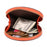 K058 Top Layer Cowhide Coin Purse Portable Mini Round Zipper Wallet Storage Bag with Strap - Orange - 7