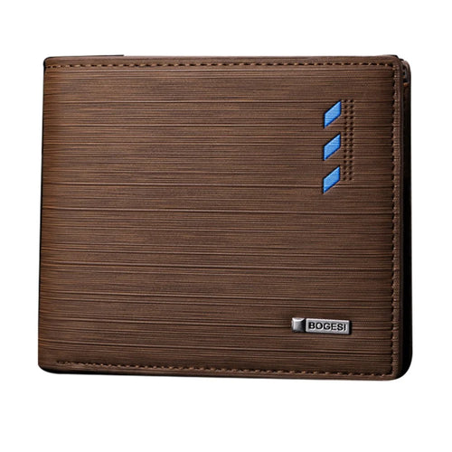 BOGESI 724 Men's PU Leather Wallet Ultra Strong Stitching Slim Billfold Card Holder Bag Pouch - Coffee / Horizontal Flip - 1