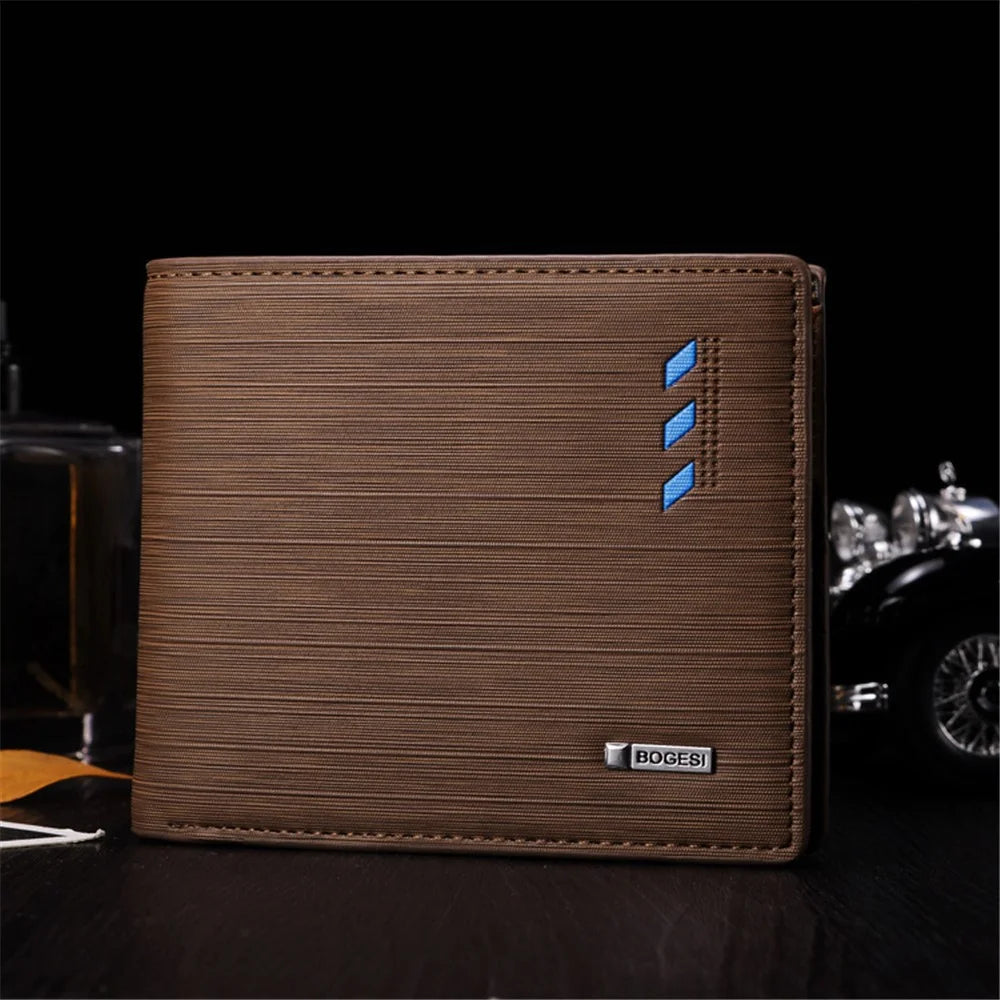BOGESI 724 Men's PU Leather Wallet Ultra Strong Stitching Slim Billfold Card Holder Bag Pouch - Coffee / Horizontal Flip - 2