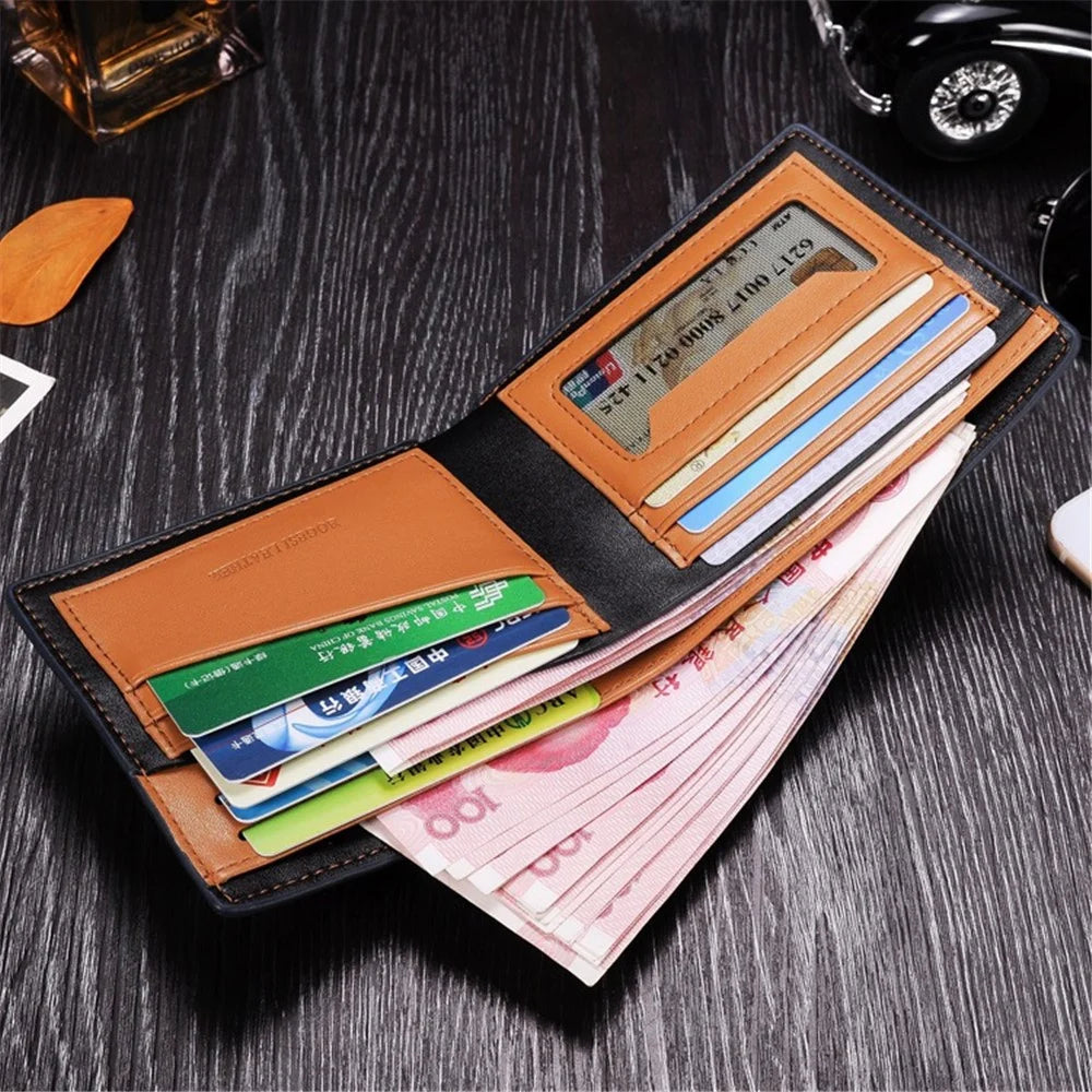 BOGESI 724 Men's PU Leather Wallet Ultra Strong Stitching Slim Billfold Card Holder Bag Pouch - Coffee / Horizontal Flip - 3