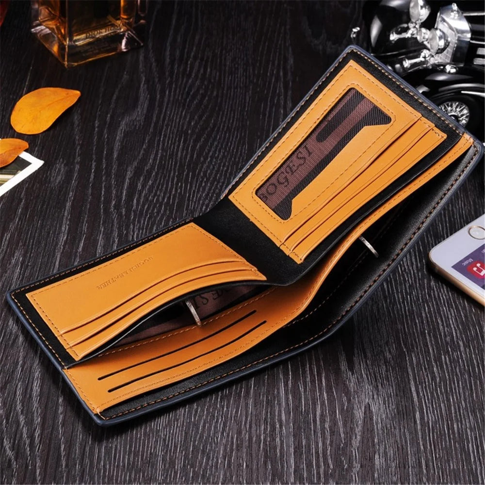 BOGESI 724 Men's PU Leather Wallet Ultra Strong Stitching Slim Billfold Card Holder Bag Pouch - Coffee / Horizontal Flip - 4