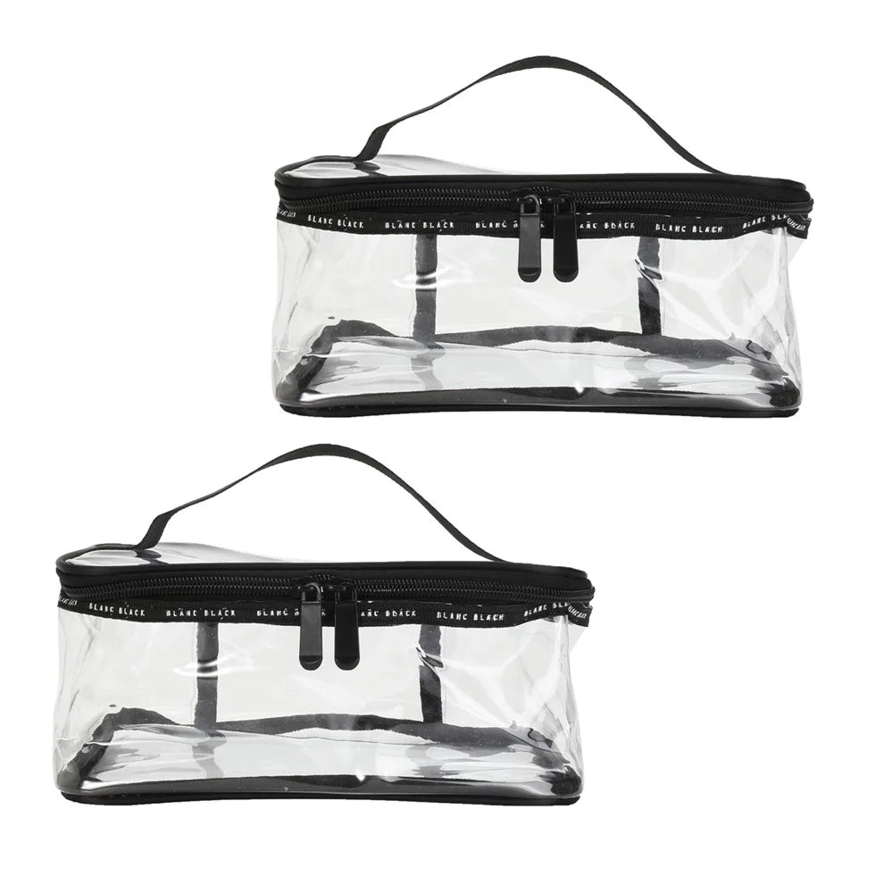 F08006 2PCS Large Clear Makeup Bag Organizer Travel Cosmetic Toiletry Bag Handbag 23x17x10cm - 1