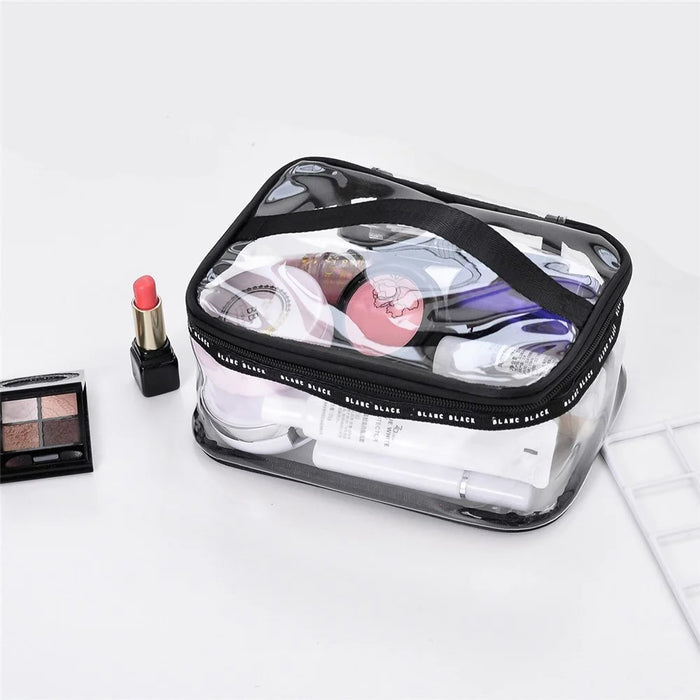 F08006 2PCS Large Clear Makeup Bag Organizer Travel Cosmetic Toiletry Bag Handbag 23x17x10cm - 3