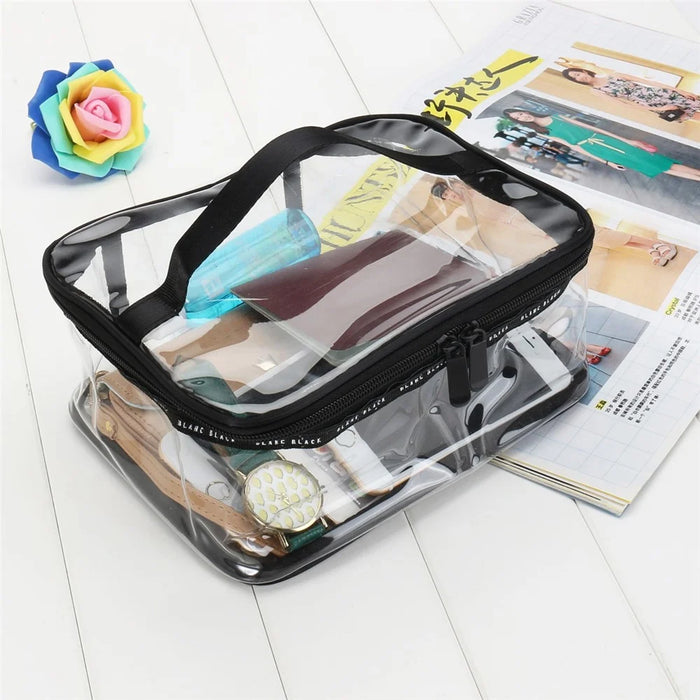 F08006 2PCS Large Clear Makeup Bag Organizer Travel Cosmetic Toiletry Bag Handbag 23x17x10cm - 4
