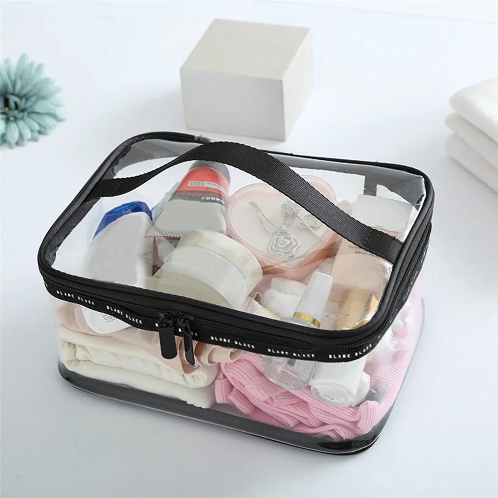 F08006 2PCS Large Clear Makeup Bag Organizer Travel Cosmetic Toiletry Bag Handbag 23x17x10cm - 5
