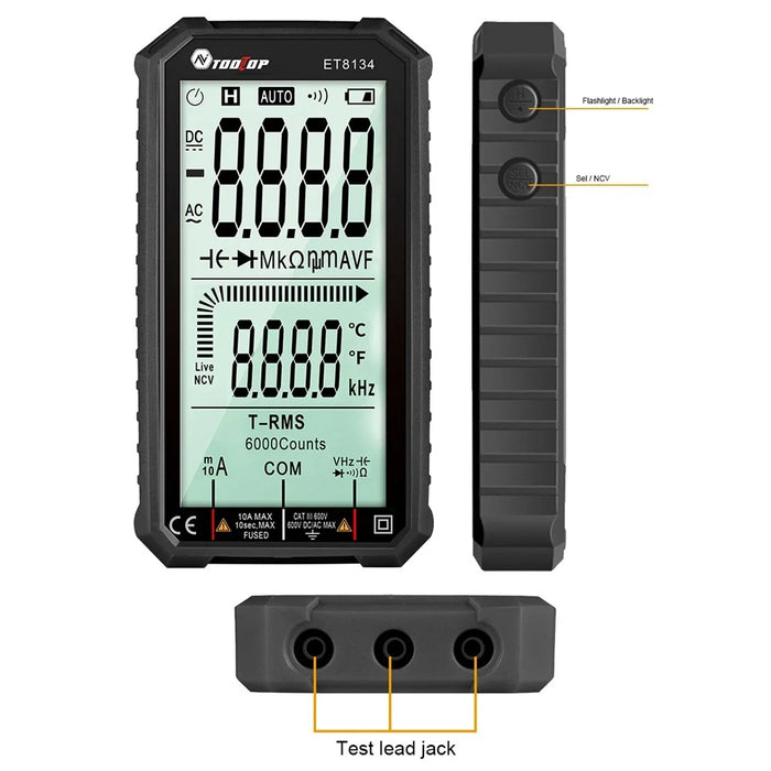 TOOLTOP ET8134 4.7-inch LCD Digital Multimeter AC Direct Current Voltage Current Measure Capacitance Resistance Temperature Measuring Tool - 4