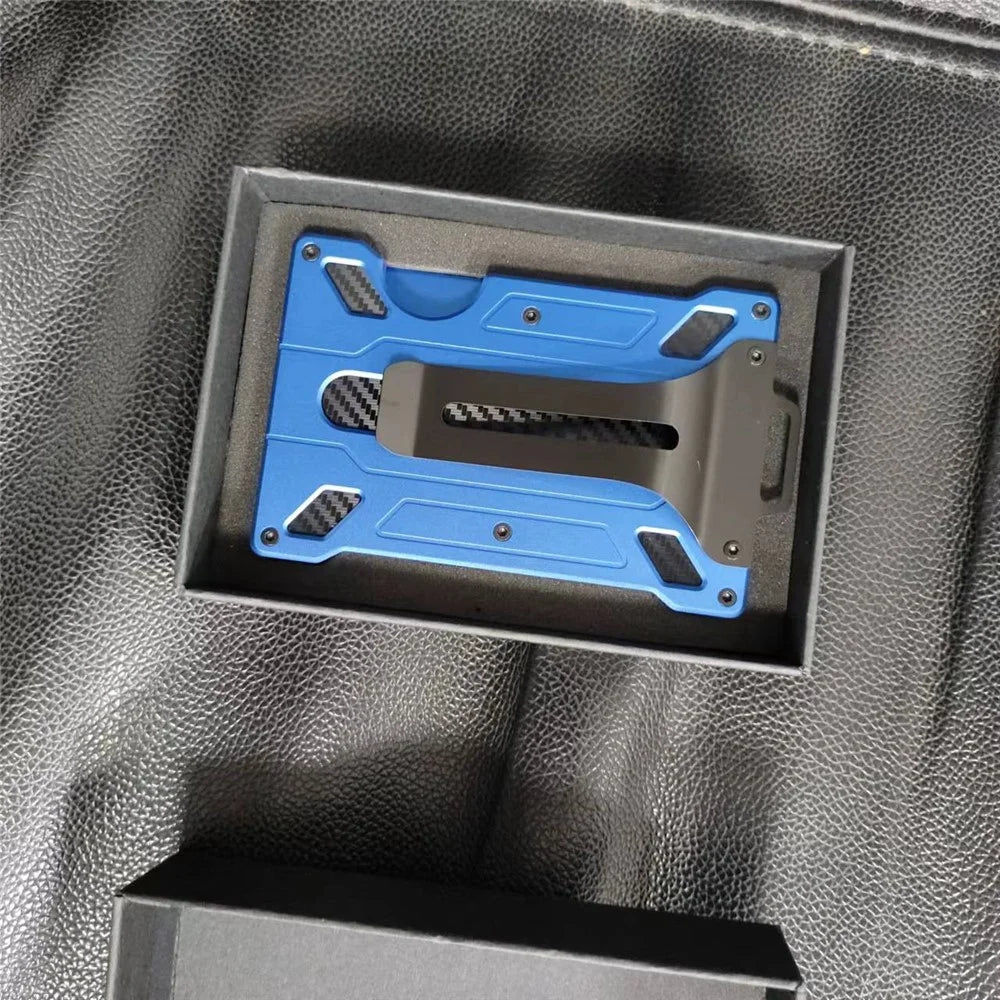 RFID Blocking Aluminum Alloy Card Holder ID Credit Card Cash Storage Case with Clip - Army Green - 3