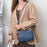 6551 Three Layer Zipper Shoulder Bag Solid Color Top Layer Cowhide Square Crossbody Bag - Black - 2