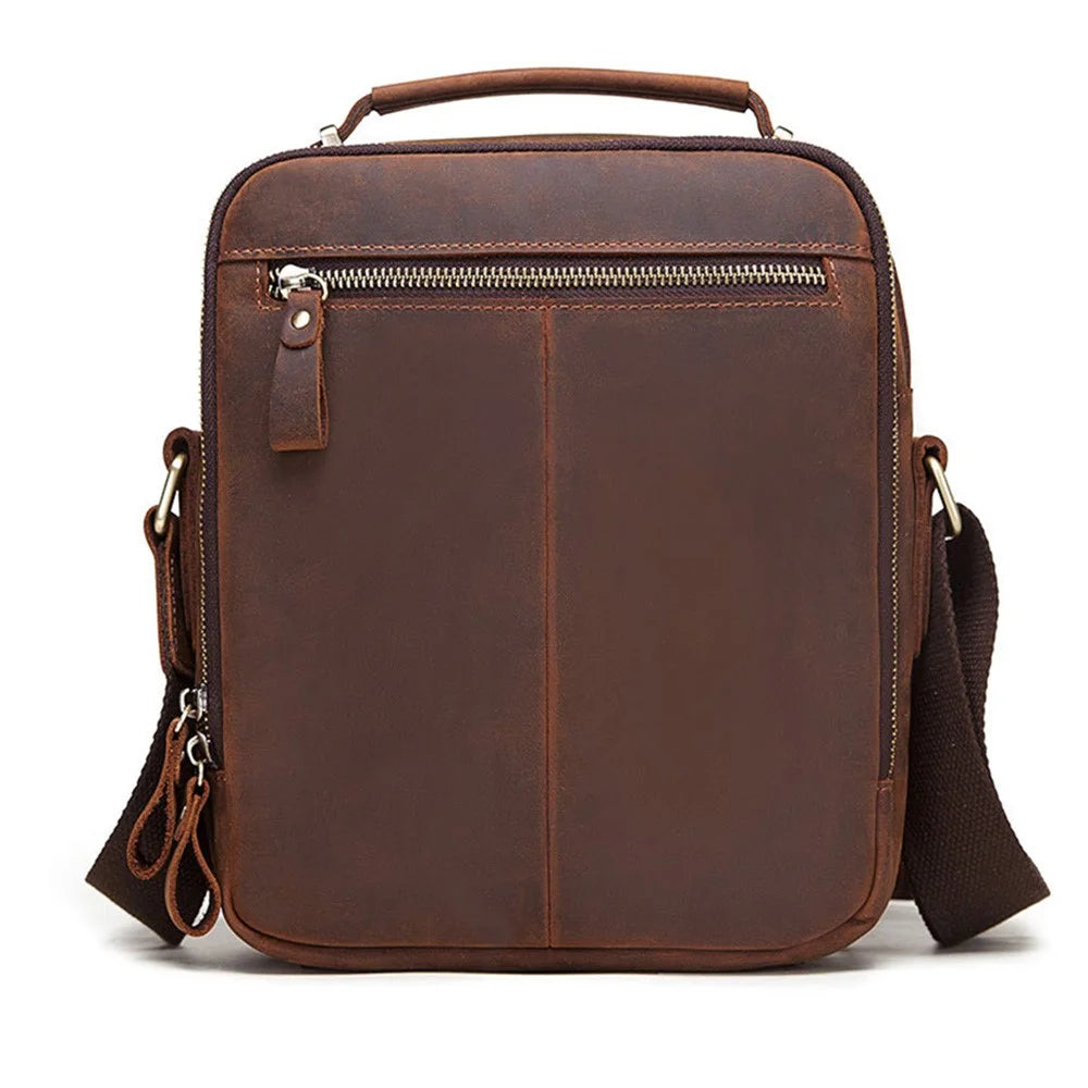 HUMERPAUL MH573 Men Messenger Bag Small Top Layer Cowhide Leather Multipurpose Shoulder Bag - Dark Brown - 7
